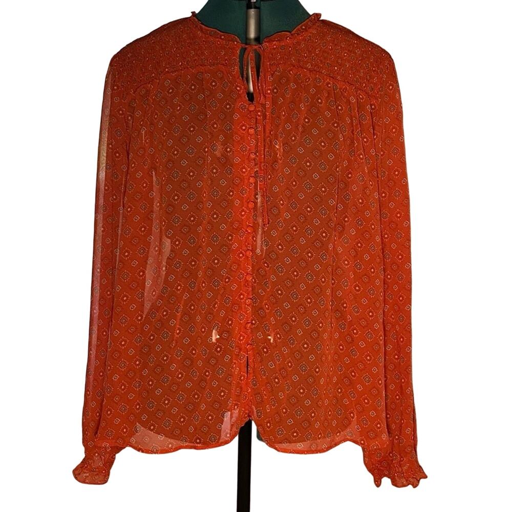 Time and Tru Women’s Sheer Button Up Long Sleeve Top Size XL 16-18